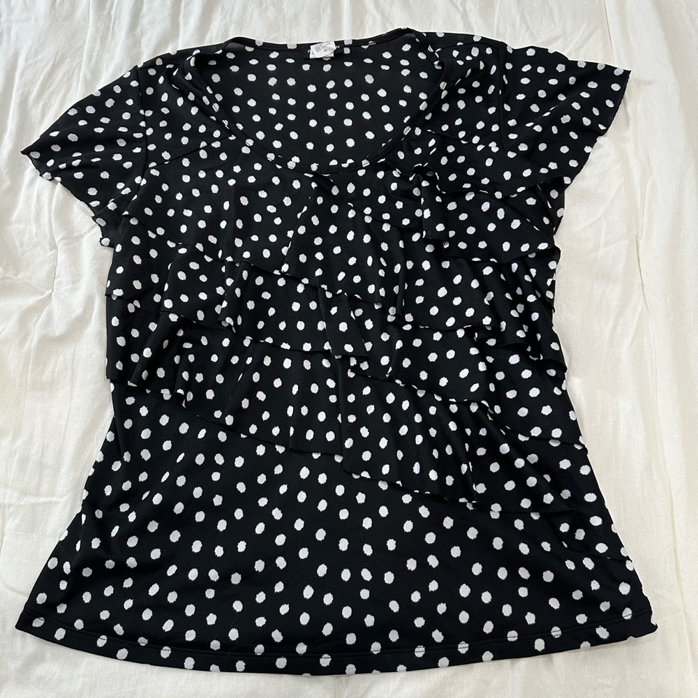 Perseption Black and White Polka Dot Blouse